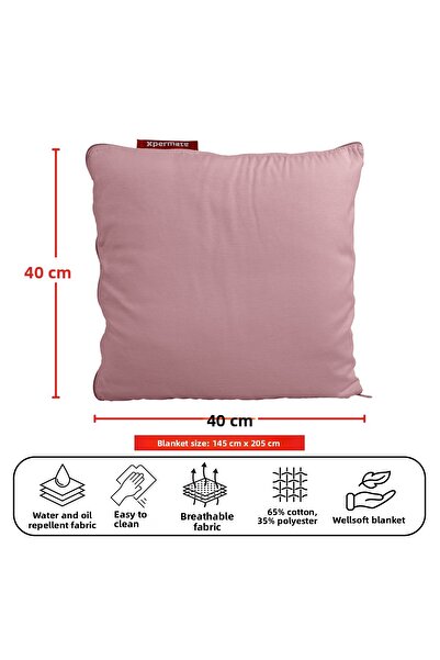 XPERMATE Pink Blanket Pillow - Welsoft Throw Pillow, Tv and Travel Airplane Pillow - 145X205