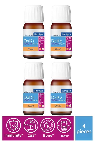 Sorvagen Drops 20 Ml Vitamin D3k2 - 1000 Iu (Vitamin D with Germany Origin) 4 Pieces