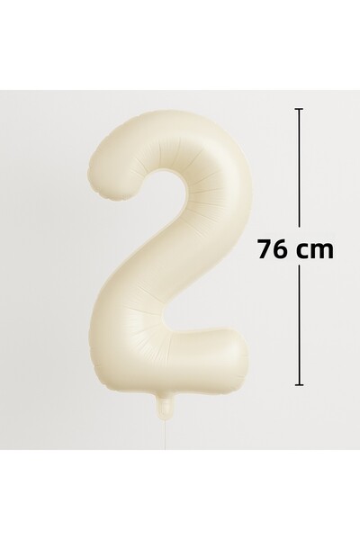 Ege Pastacılık Foil Number Balloon 2 Years Old Cream 76 cm Large Size
