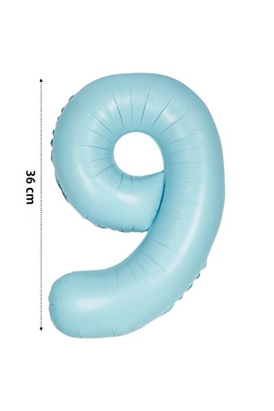 Onay Store بالون فويل بالون هيليوم رقم 9 مقاس 36 سم لون أزرق ريترو - بالون عم...