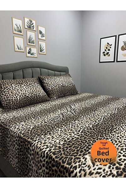 Çetinhome Σετ κάλυμμα κρεβατιού με καπιτονέ μεγάλου μεγέθους Çetinhome Leopard