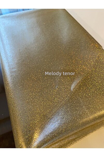 polset Gold Glitter Thin Transparent Pvc Round Oilcloth Table Cloth (Simles Are Preslid between Two Transparent Oilcloth)