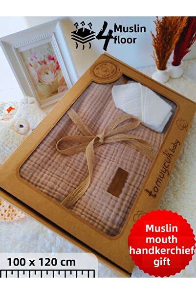 Tomuycuk 100X120 cm Muslin Colored Baby Blanket - 100% Cotton, 4 Layers Fringed, Multi-Purpose