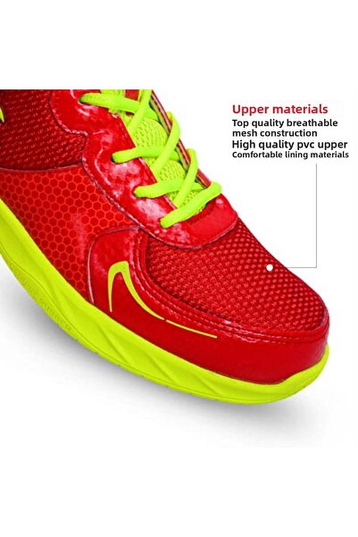 DSC Akido Badminton Shoes | Red/flouro Yellow | Durable Badminton Shoes | Size Uk 10