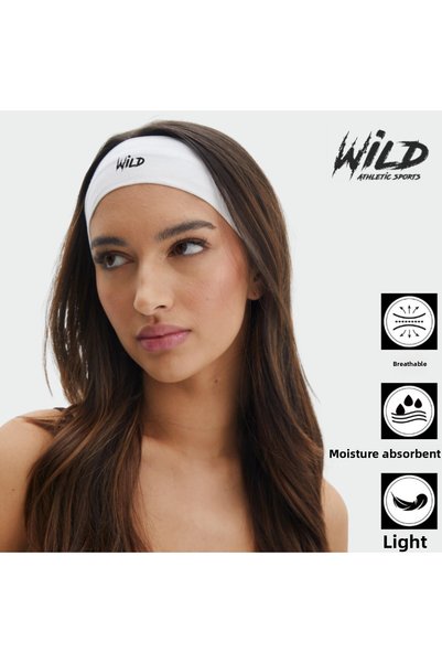 Wild Athletic Sports Yoga Hair Band Buckle Bandana 2 Pack White