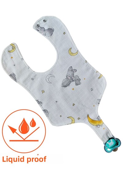 BeybiNest مريلة أطفال من الموسلين مقاومة للسوائل بطبقة مزدوجة مع حلمة قابلة ل...