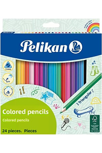 Pelikan أقلام تلوين جافة مثلثة من شارب بيليكان، علبة بها 24 قلمًا