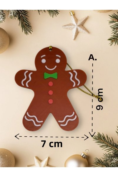 LoyHediyelik Christmas Pine Tree Ornaments Cookie Guys 4 Pieces 9 X 7 cm