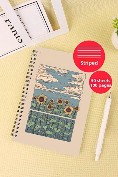 Anime Marketi Art Themed A5 Spiral Bound School Notebook 50 Sheets 100 Pages - Ruled