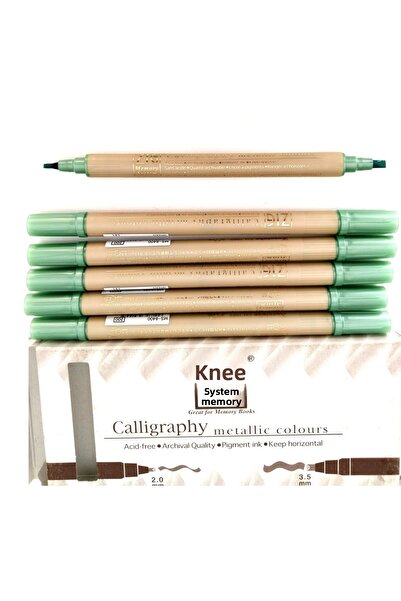 Zig Calligraphy Pen Metallic Gilding, Flat Cut, Ms8400-Green No:121-Case 6S