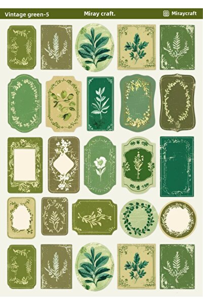 MirayDesign قطعة واحدة من الملصقات ذات الطابع العتيق باللون الأخضر (12 × 17 س...