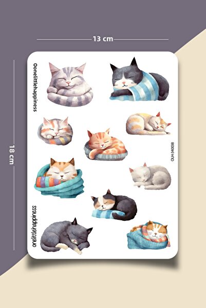 One Little Happiness Σετ αυτοκόλλητων με θέμα τη χαριτωμένη γάτα |   Αυτοκόλλ...