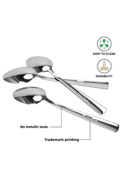 Fissman 3-Piece Dinner Spoon 20cm, Stainless Steel Cutlery Set Flor Series Silverware Set