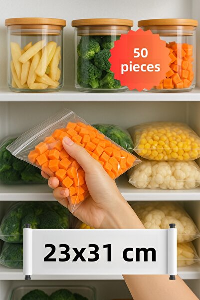 YOK YOK AMBALAJ كيس حماية للثلاجة من زيبلوك، كيس نايلون مقاس 23 × 31 سم، 50 ق...