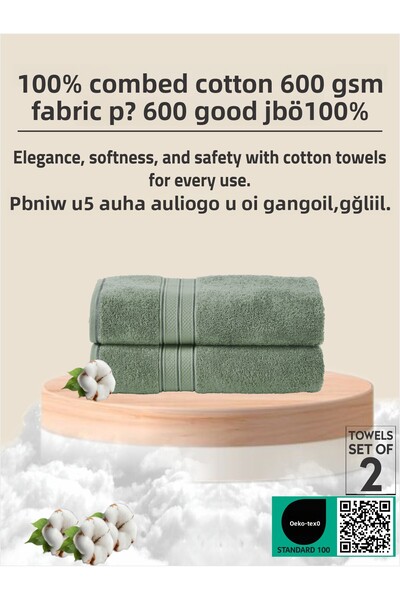 Donetella 2 - Pcs Premium Hand Towels (50x90cm ) 600 GSM 100% Combed Cotton