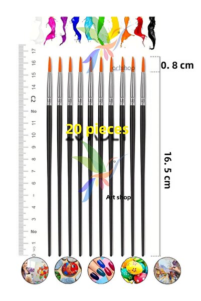 Artshop 20 قطعة فرشاة ذات رأس دائري لطلاء الأكريليك، الزيت، الغواش، الطلاء ال...