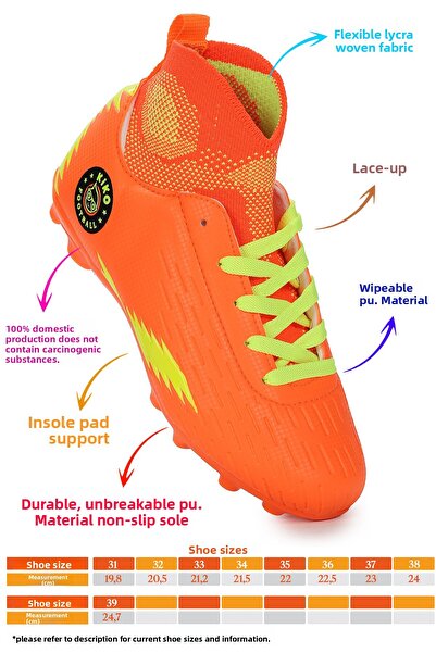 KARAMAZI Tusa Fkp High-Top Crampon Turf Field Boys' Football Shoes