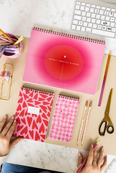 PAPERORA Комплект от 3 седмични и ежедневни планера A4 Unlimited – Aura/heart