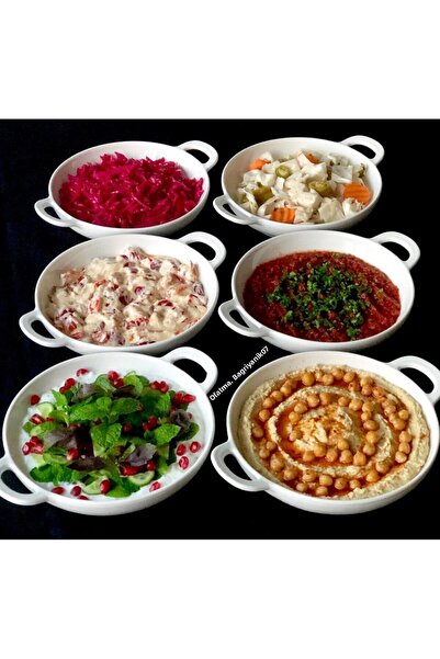 Pembishayatlar Porcelain Set of 6 Large Size 25*19 cm Appetizer Plates with H...