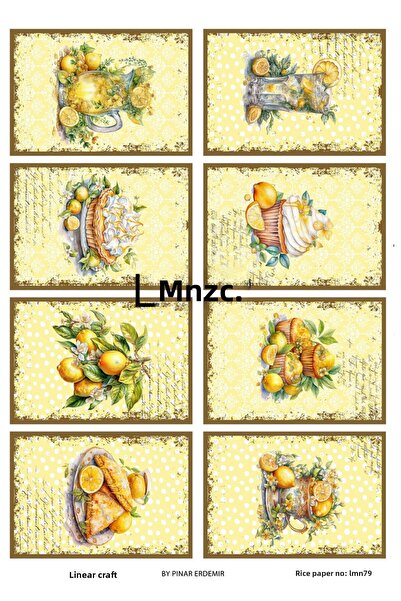 LİNEART ديكوباج نحاسي بنمط الليمون - 29X42 سم رقم: LMN79