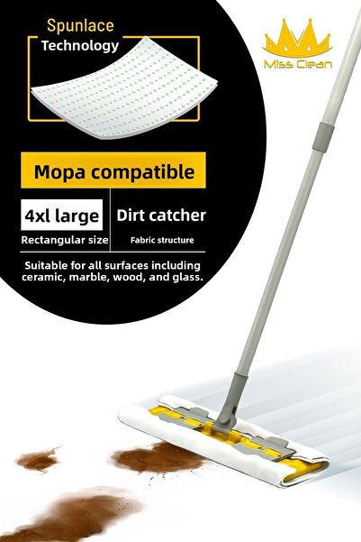 MissClean Πανί για σφουγγαρίστρα με μανταλάκια μεγέθους 4 XL - Υγρά μαντηλάκια με άρωμα λιλά, συμβατό πανί καθαρισμού δαπέδων (50 ΤΕΜΑΧΙΑ)