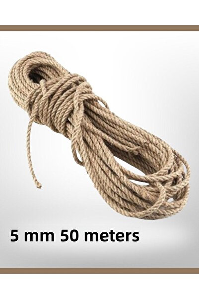 izmir Bitpazarı 5 mm 50 Meters Jute Rope Rope - Straw Rope - Hemp Rope -
