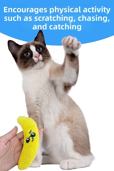 Miyav Yellow Plush Banana Cat Toy - Cat Toys with Catnip and Herb