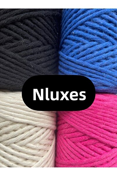 NLUX خيط مسح مكرامية 1 كجم - 3.0/3.5 ملم، 4x250 جرام قطن