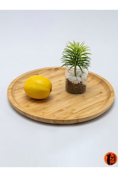 ERKUGO 4 Pieces Bamboo Round Plates - Presentation Set (20x20 Cm)