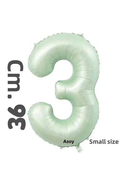 asöy 3 بالونات من رقائق الألومنيوم، 3 بالونات أرقام 36 سم، حجم صغير، باللون ا...