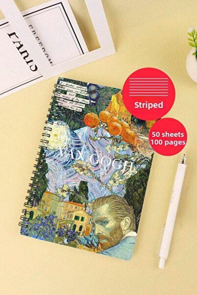 Anime Marketi Van Gogh Themed A5 Spiral School Notebook 50 Sheets 100 Pages - Ruled