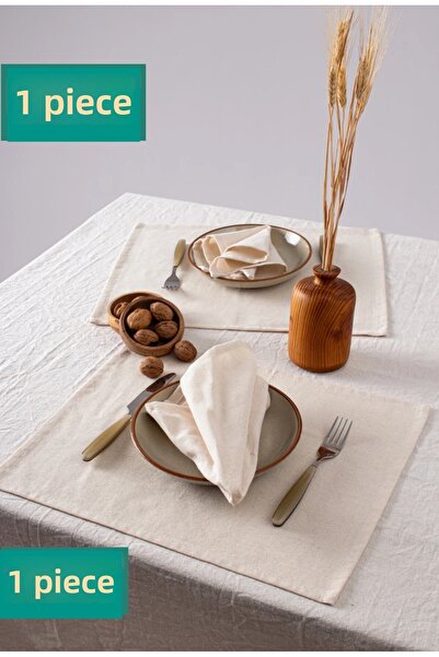 ÇIQRIK HOME خدمة/مفرش أمريكي من الكتان الطبيعي العتيق (اللون: بيج)