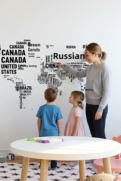 KT Decor خريطة العالم - مجموعة ملصقات حائط مكتوبة بأسماء البلدان