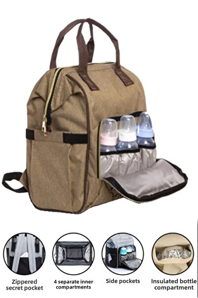 Baby Home حقيبة ظهر للعناية بالطفل من جراند ماذر مع زجاجة حرارية وشماعة