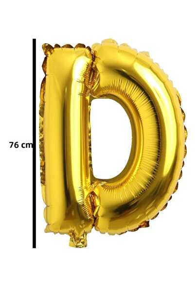 E Elmas بالون عيد ميلاد على شكل حرف D ذهبي اللون - 76 سم