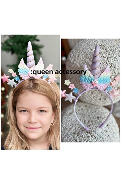 QUEEN AKSESUAR Liliac violet curcubeu prințesă colorată unicorn coroană înstelată argintiu strălucitor coroană pentru petrecere aniversare