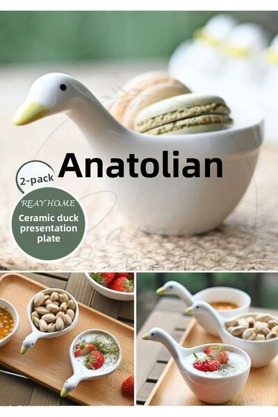 REAY HOME وعاء تقديم البط السيراميكي المصنوع يدويًا - مجموعة من 4 قطع، وعاء ص...