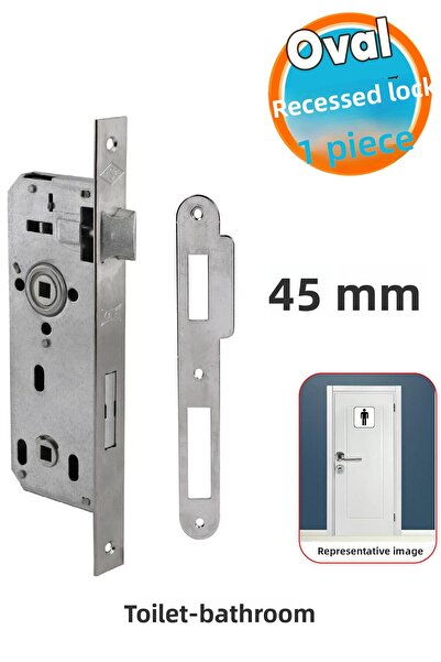 NZB قفل باب المرحاض للحمام WC مقاس 45 مم من مادة PVC للباب الخشبي، قفل الجسم المخفي بدون أسطوانة