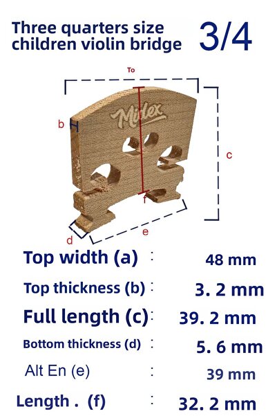Midex K34 Violin Bridge for 3/4 Violin