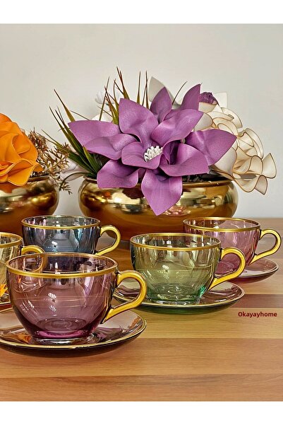 P&ORA PREMIUM KITCHEN PRODUCTS طقم فناجين أساسي 12 قطعة طقم شاي 6 ألوان لـ 6 ...