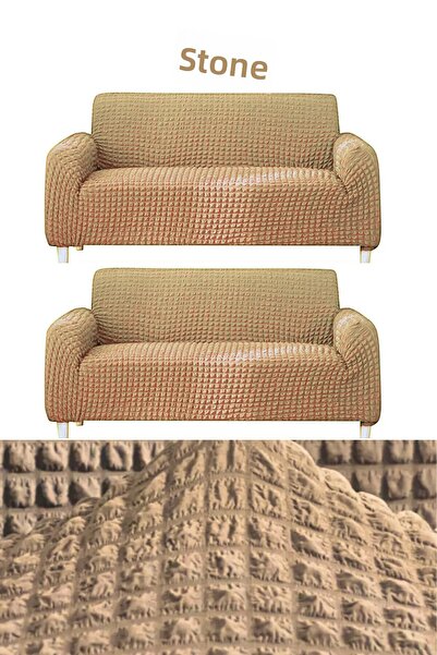 ELHOŞ Bürümcük 3+3 غطاء مقعد. غطاء أريكة سرير قابل للتمدد بدون تنورة. 2 قطعة ...