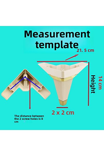 Badem10 Alcazar Corner Set of 6 Furniture TV Unit Sofa Bed Sofa Support Leg 14 cm Cream M8 Bolted