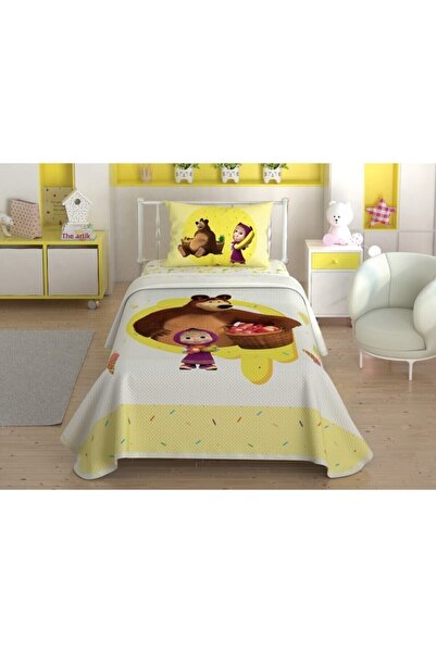 Taç Masha And The Bear Fruity Single Licensed Pique Set