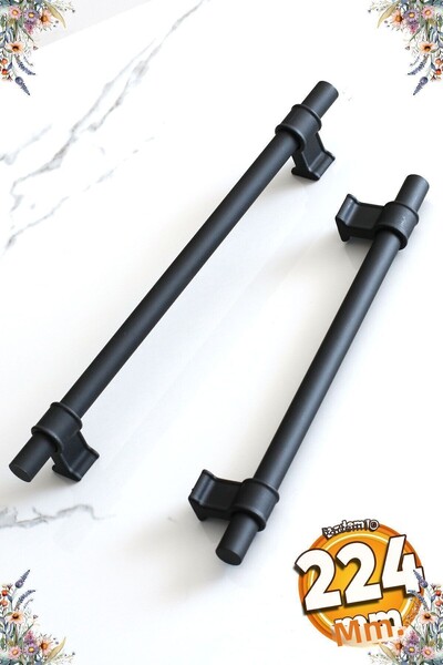 Badem10 Hisar 224 mm Mâner negru Mobilier Bucătărie Sertar Dulap Ușă Dulap Mâner Mâner Metal 22,4 mm