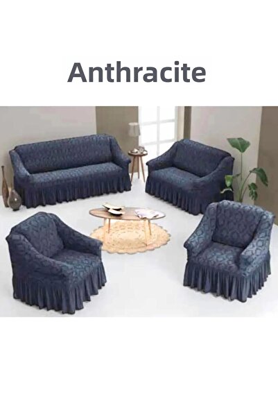 kanway طقم جاكار 3+2+1+1 - مقعد مرن ومرن قابل للغسل وأريكة وأريكة سرير