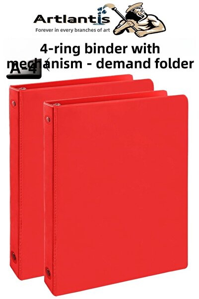 Artlantis Dosar roșu cu 4 inele, 2 bucăți, A4, din PVC, pentru studenți și bi...