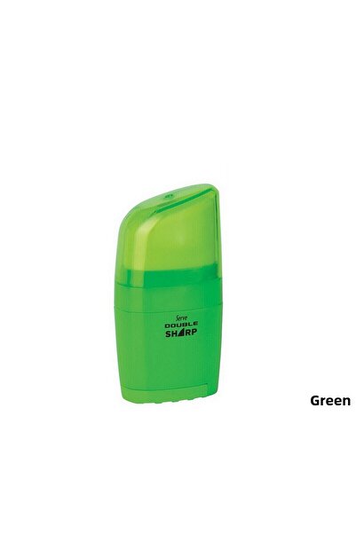 Serve مبراة أقلام الرصاص الممحاة المزدوجة الحادة باللون الأخضر الفسفوري