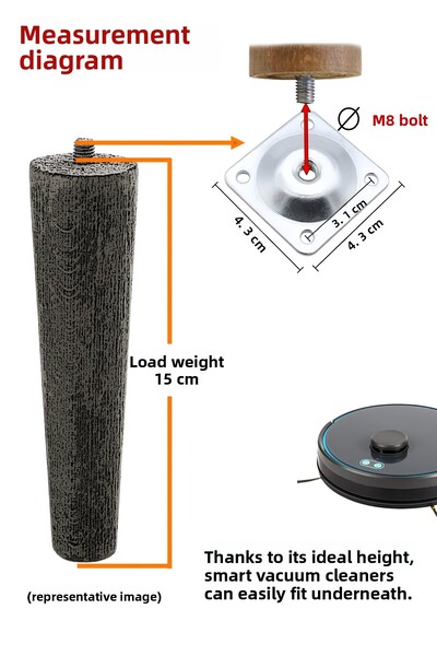 GLASWEN 2 bucăți picioare din lemn 15 cm negru cu dispozitive de conectare cu șuruburi M8 pentru mobilier dulap scaun picior de susținere a canapelei