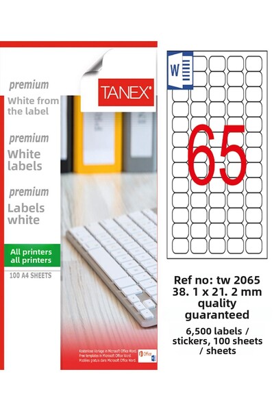 Ürün Evim Etichetă laser Tanex - Tw-2065, 38,1*21,2 mm, albă, pachet de 100