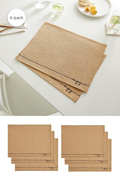 Ocean Home Textile 6 Pieces Jute Enjoy Printed Tableware Presentation Plate Base Supla American Service 45x35